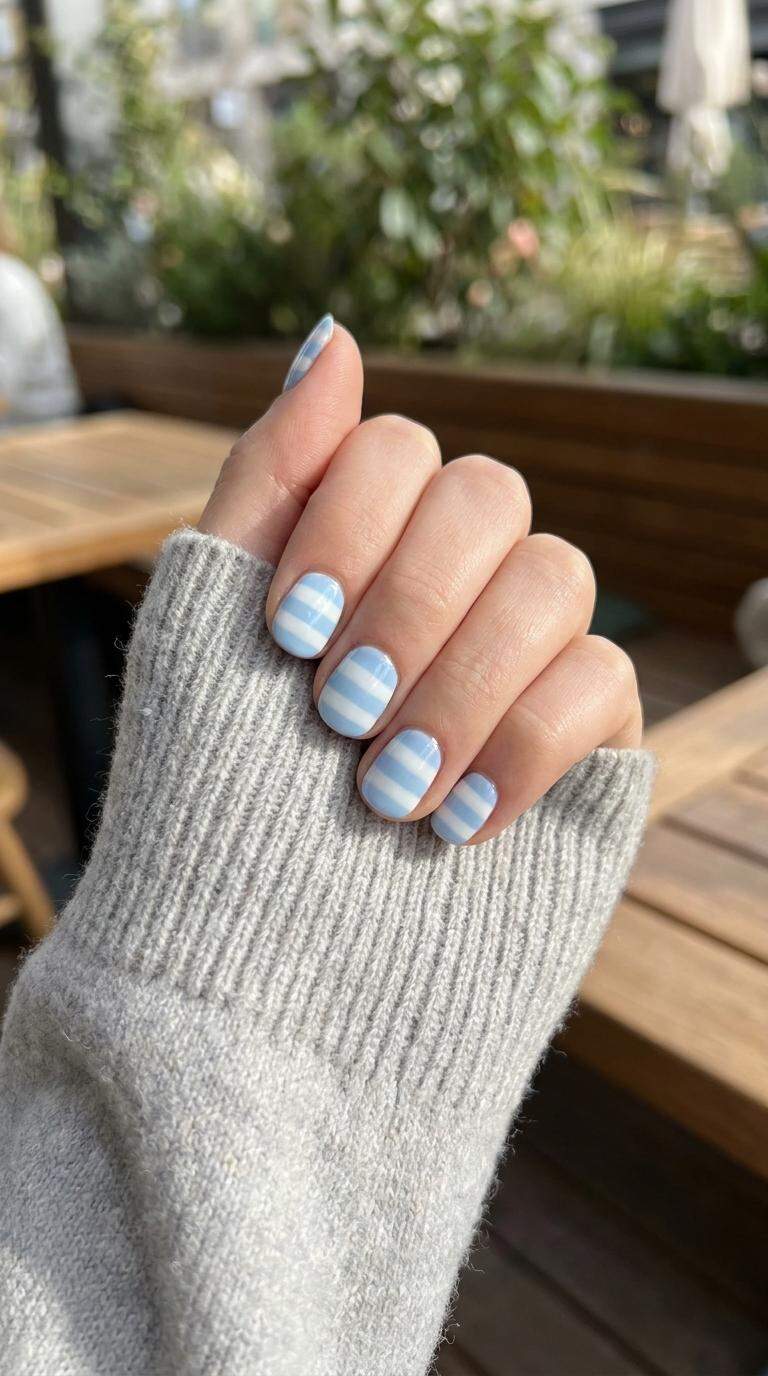 Pastel Blue and White Striped