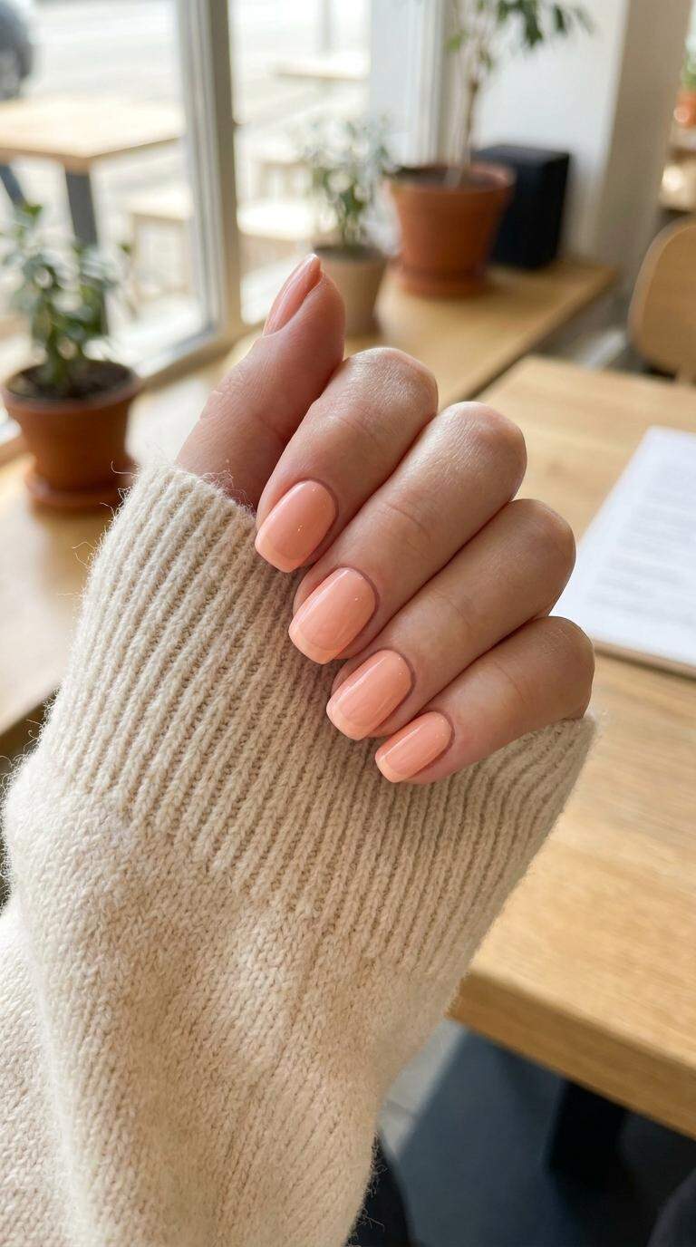 Pastel Peach French Manicure