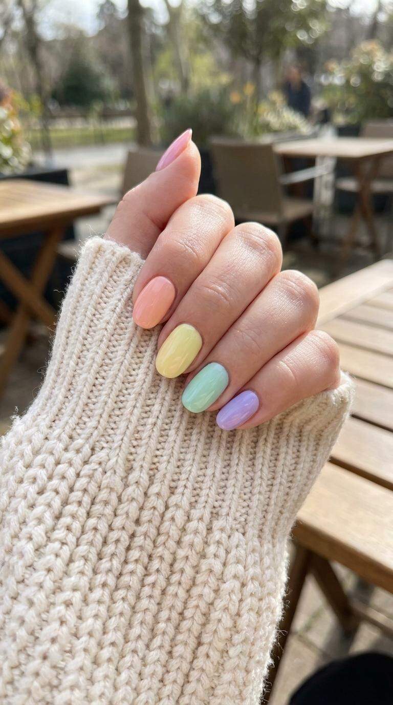 Pastel Rainbow Nails