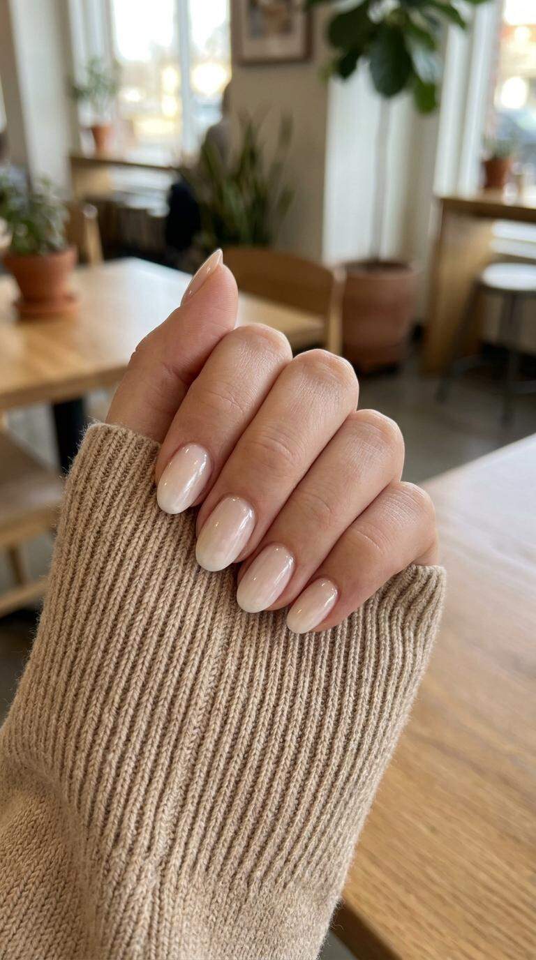 Pearl White Ombre Nails