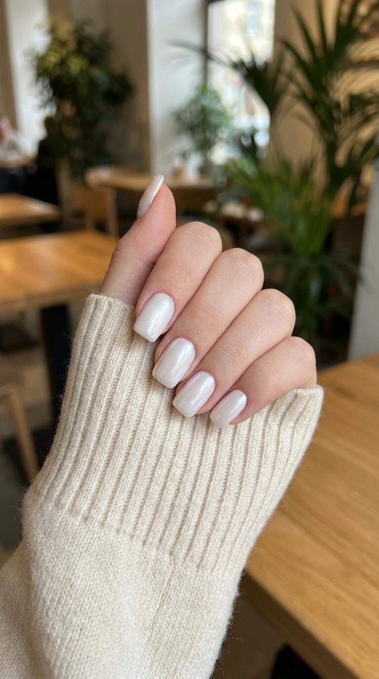Pearl White Squoval Nails