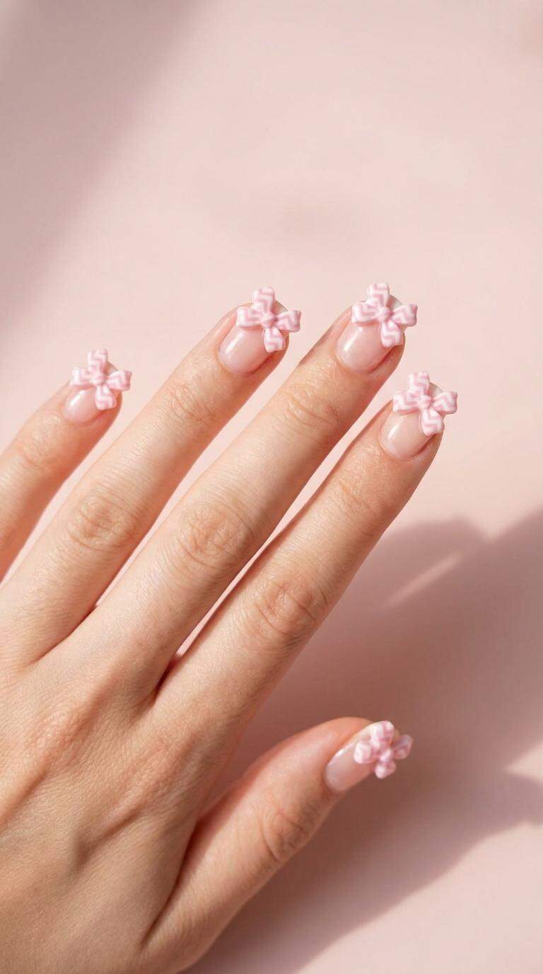 Pink and White Chevron Bows
