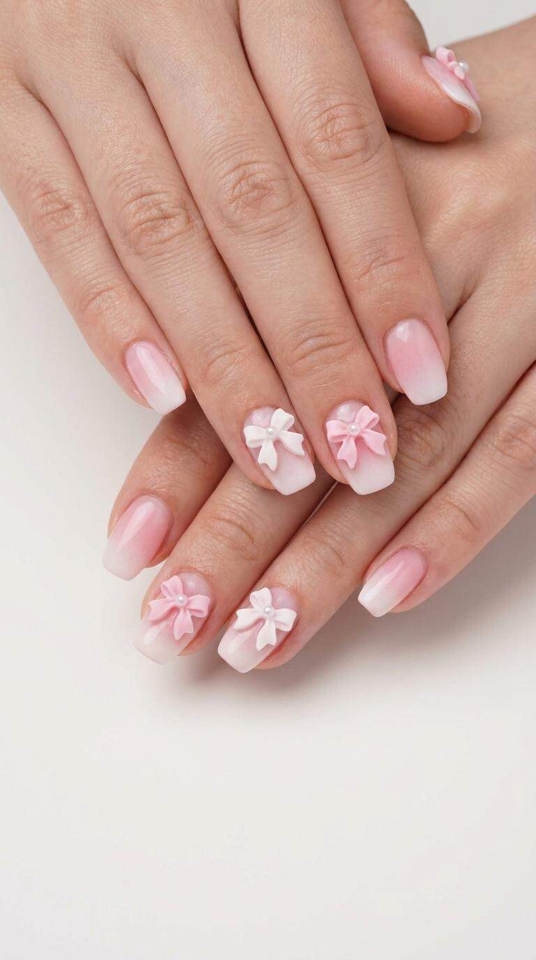 Pink and White Ombre Bows