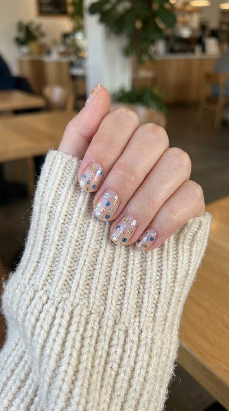 Polka Dot Glitter Nails