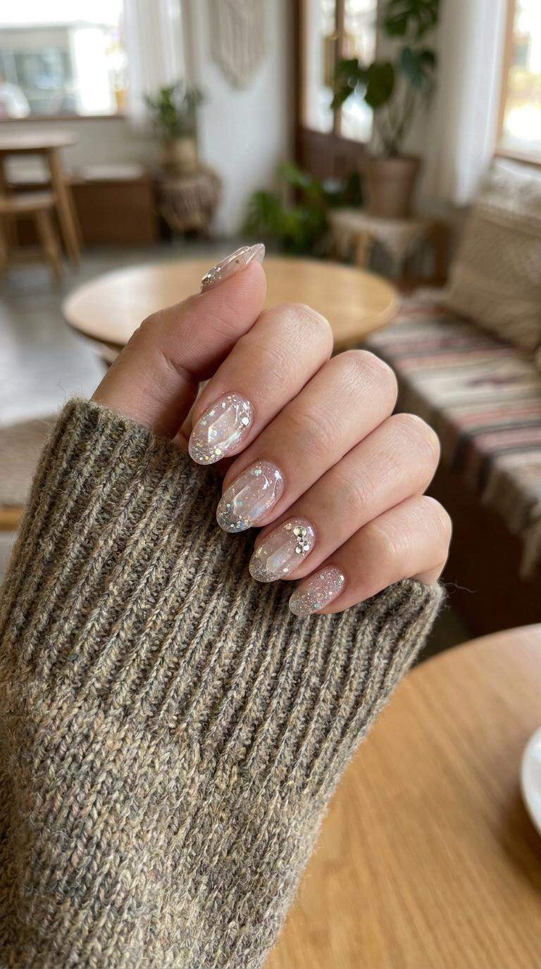 Quartz Cluster with Glitter Nails