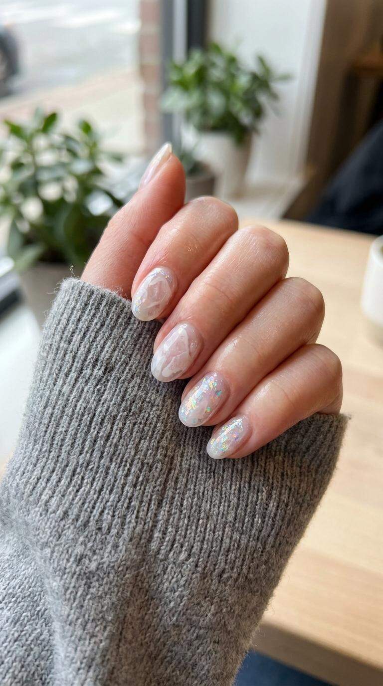 Quartz Geode with Holo Nails