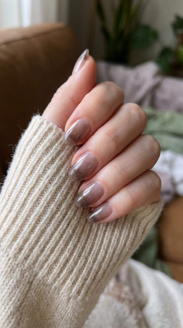 Quartz Smoky Ombre Tips Nails