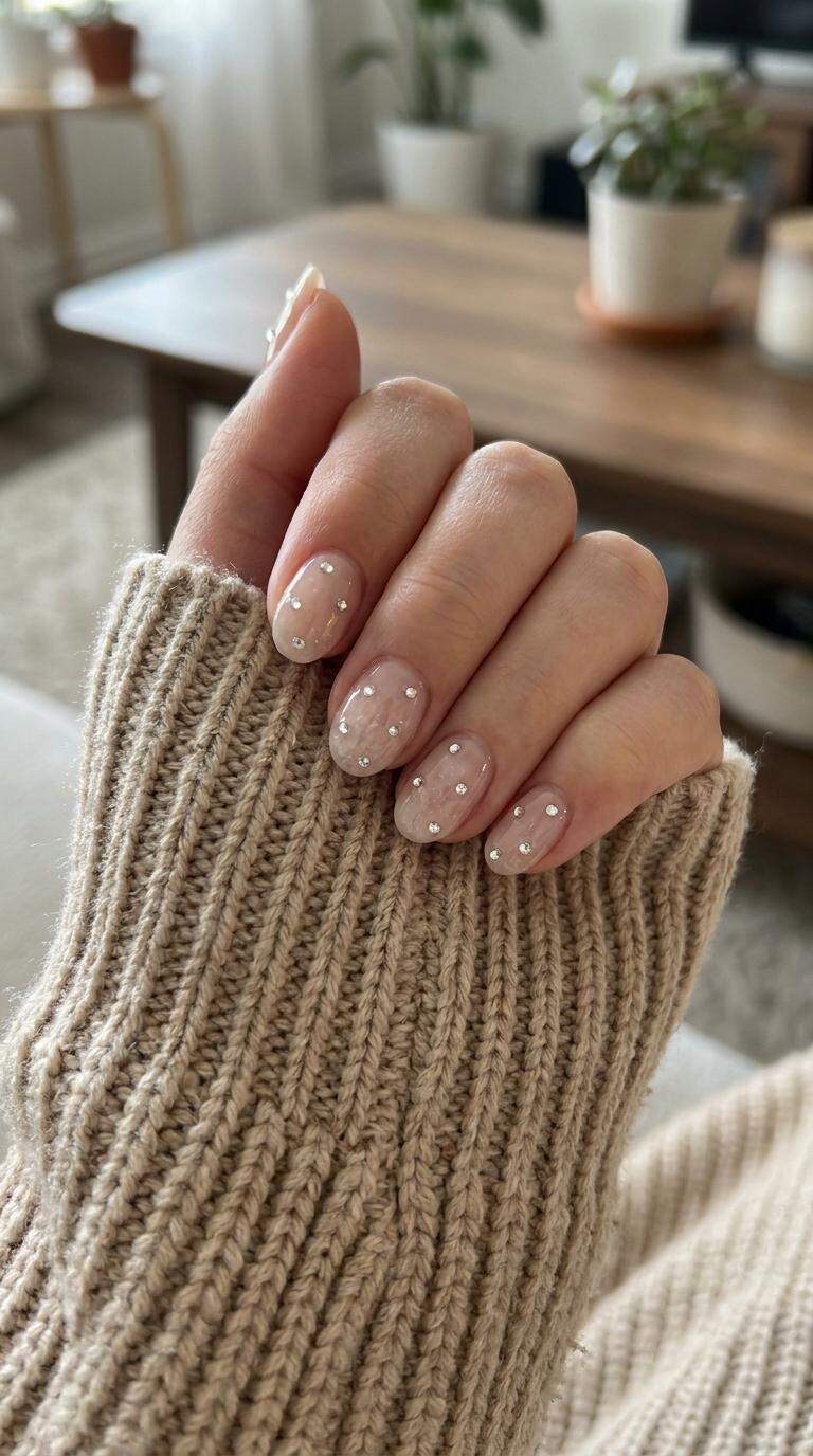 Quartz with Rhinestones Nails