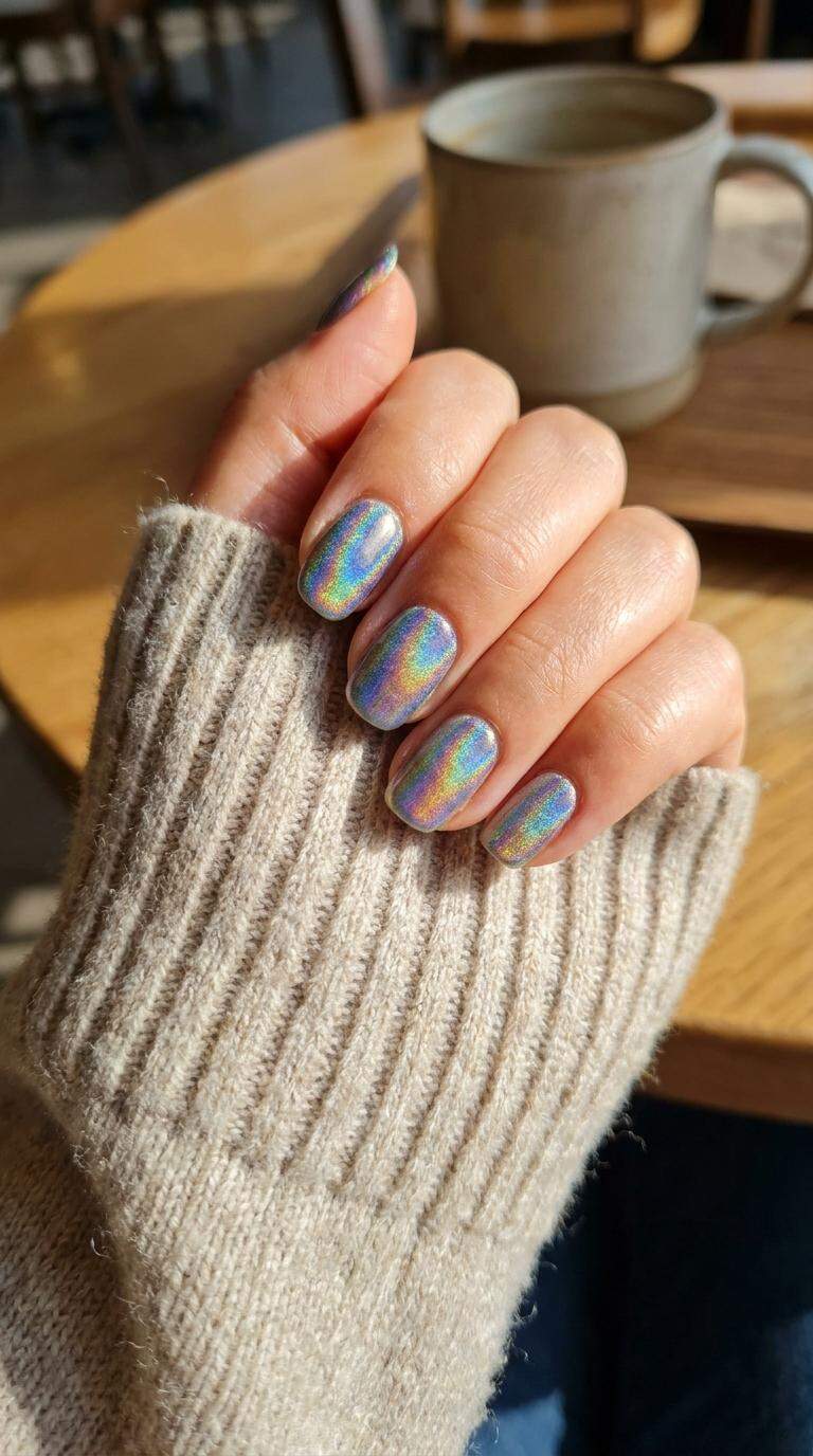 Rainbow Holographic Nails
