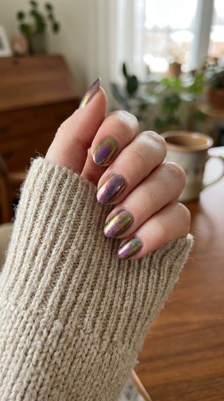 Rainbow Quartz Chameleon Nails
