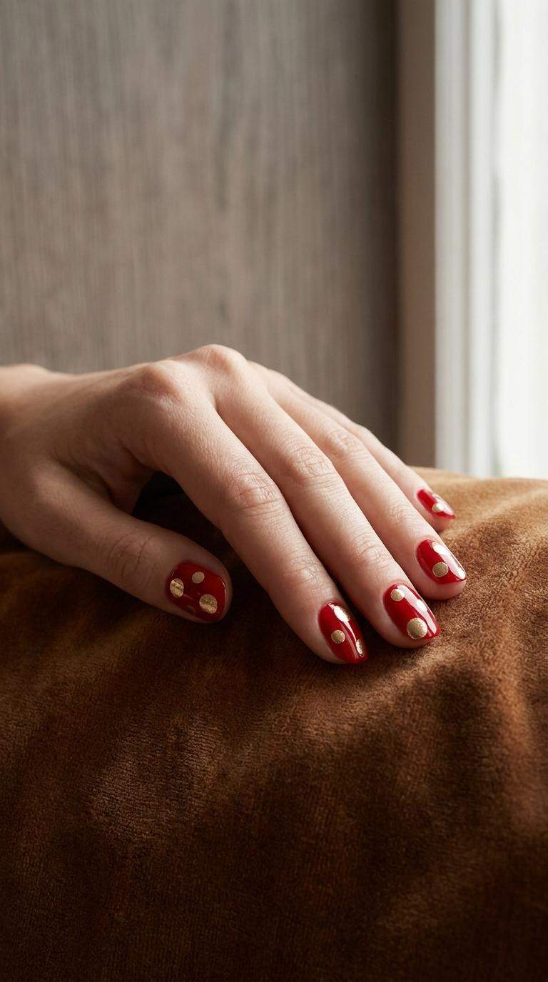Red and Gold Metallic Polka