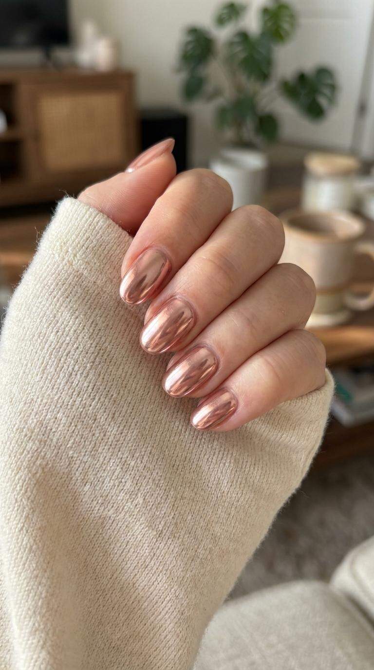 Rose Gold Chrome Nails