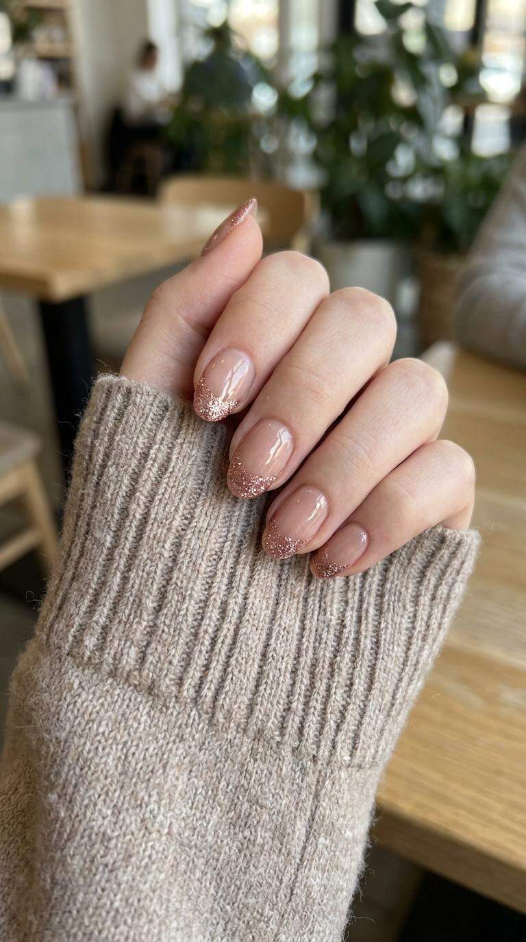 Rose Gold Glitter Tips