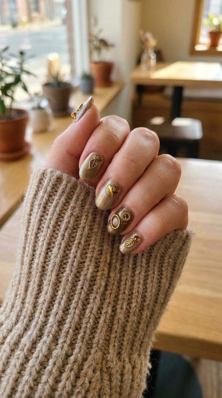 Rustic Gold Nail Charm Accents