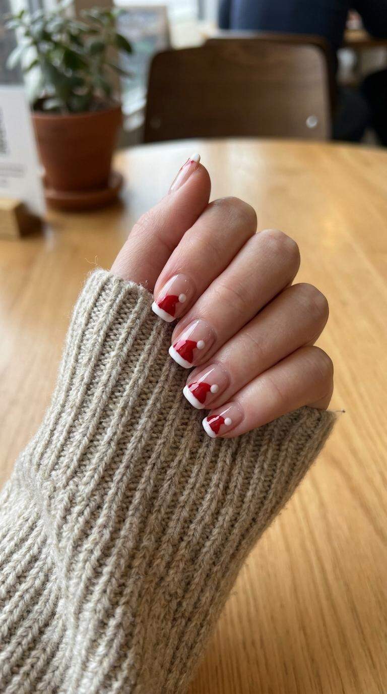 Santa Hat Nails
