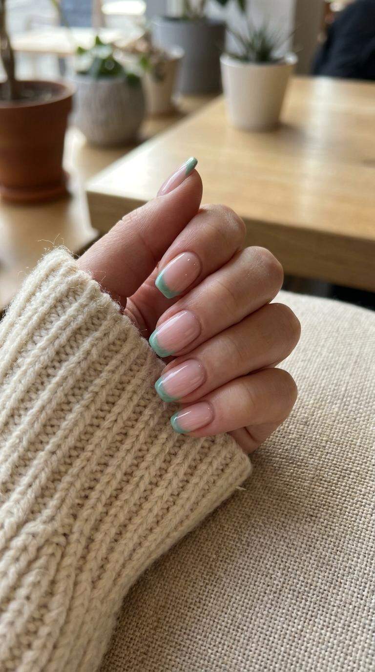 Seafoam Green French Tips