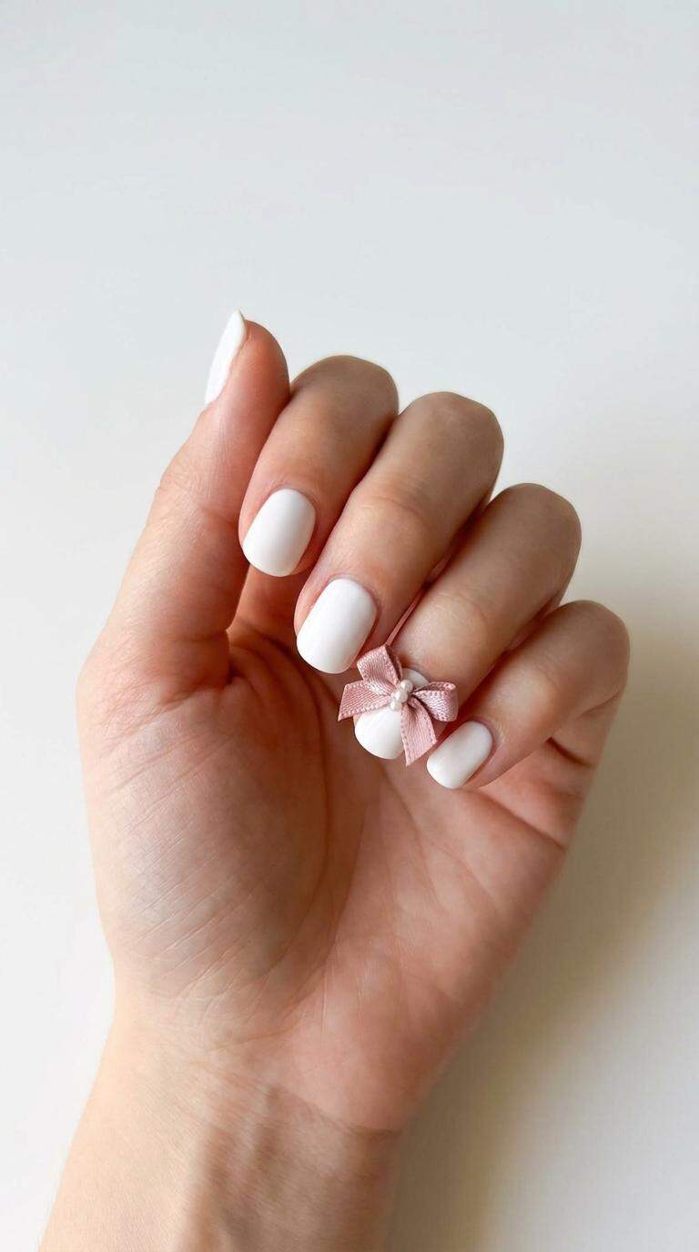 Small Pink Bow on White