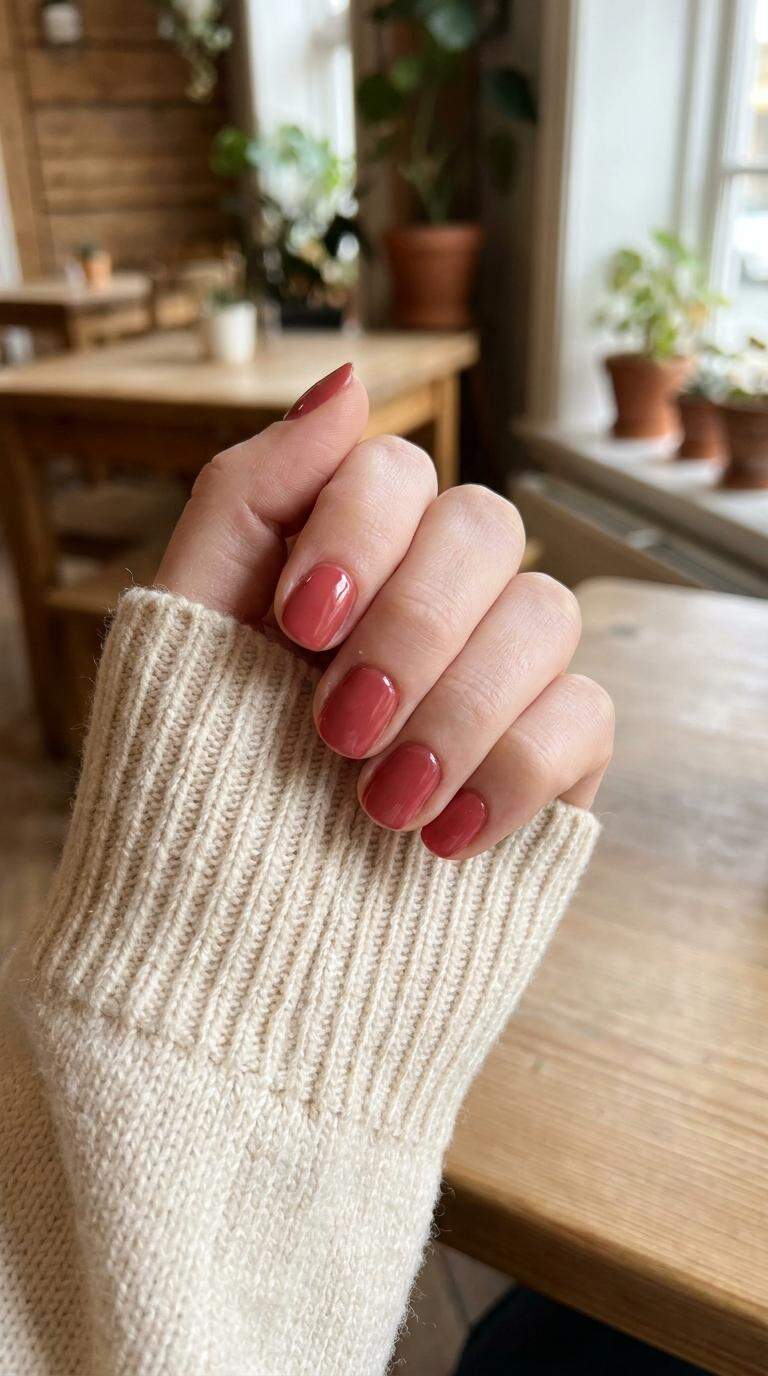 Soft Red Gel Nails