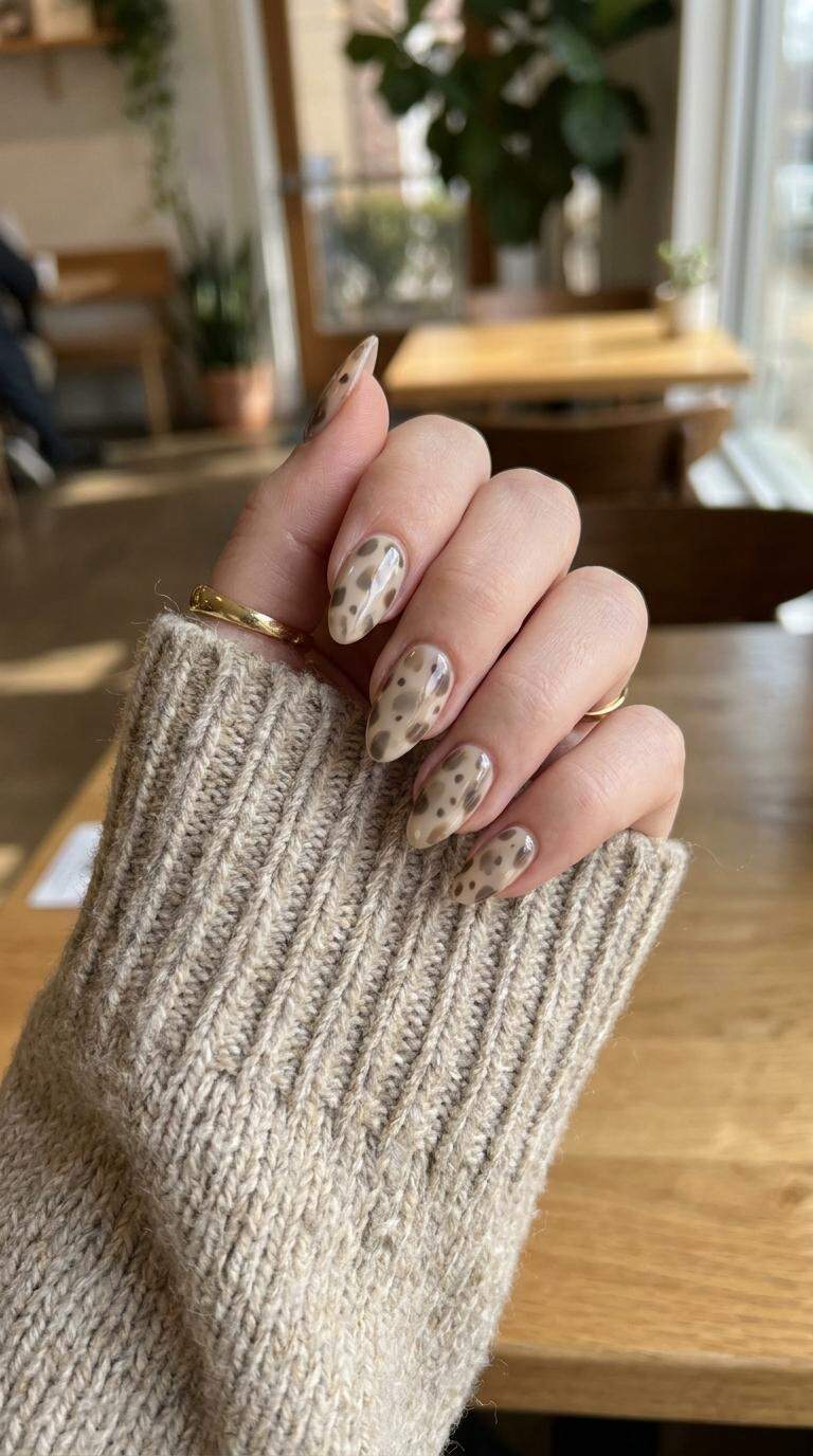 Spotty Almond Shaped Nails