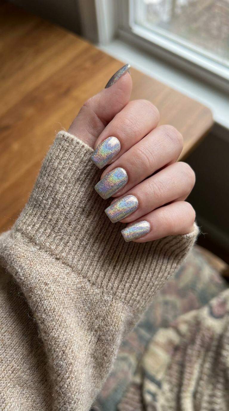 Square Nail Designs with Holographic