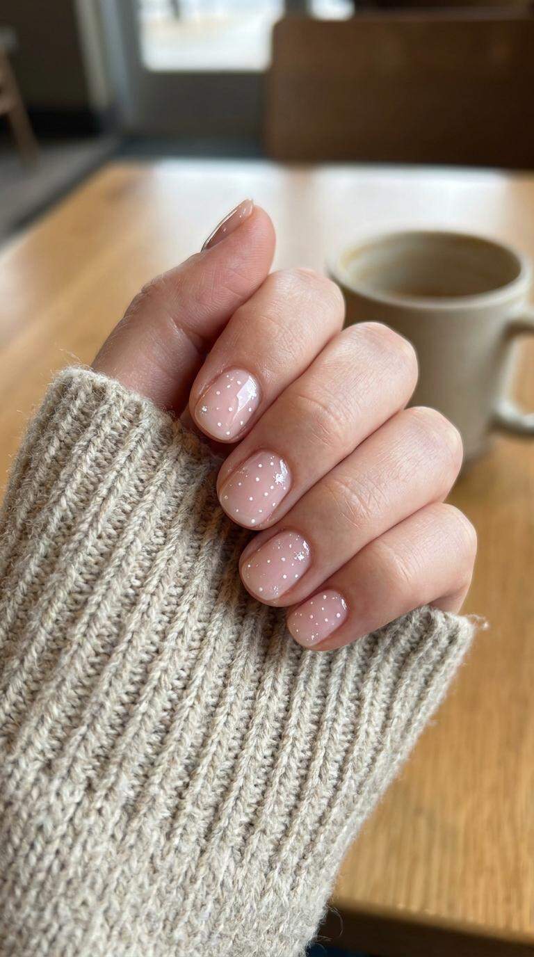 Tiny Dot Snow Nails
