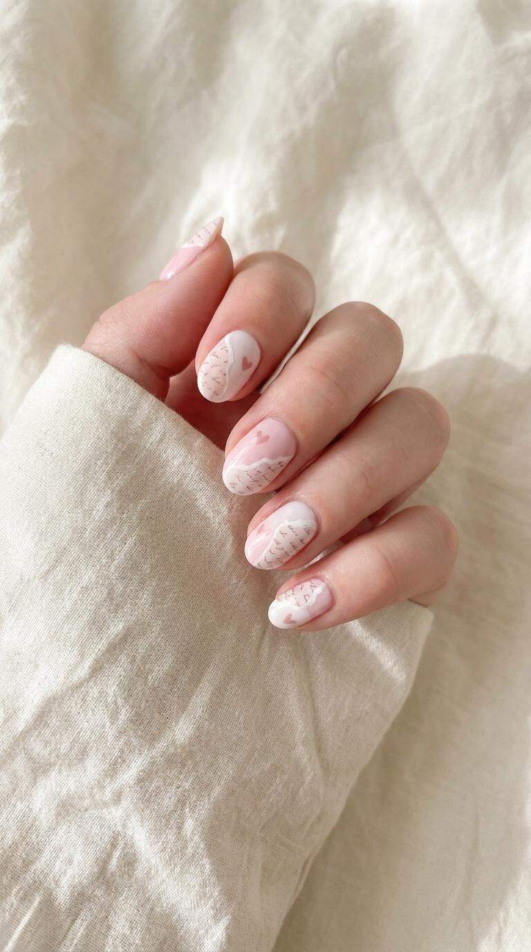 Torn Love Letter Nail Design