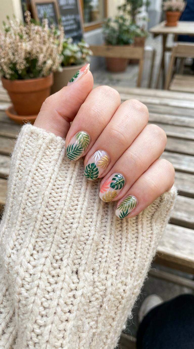 Tropical Leaf Nail Designs