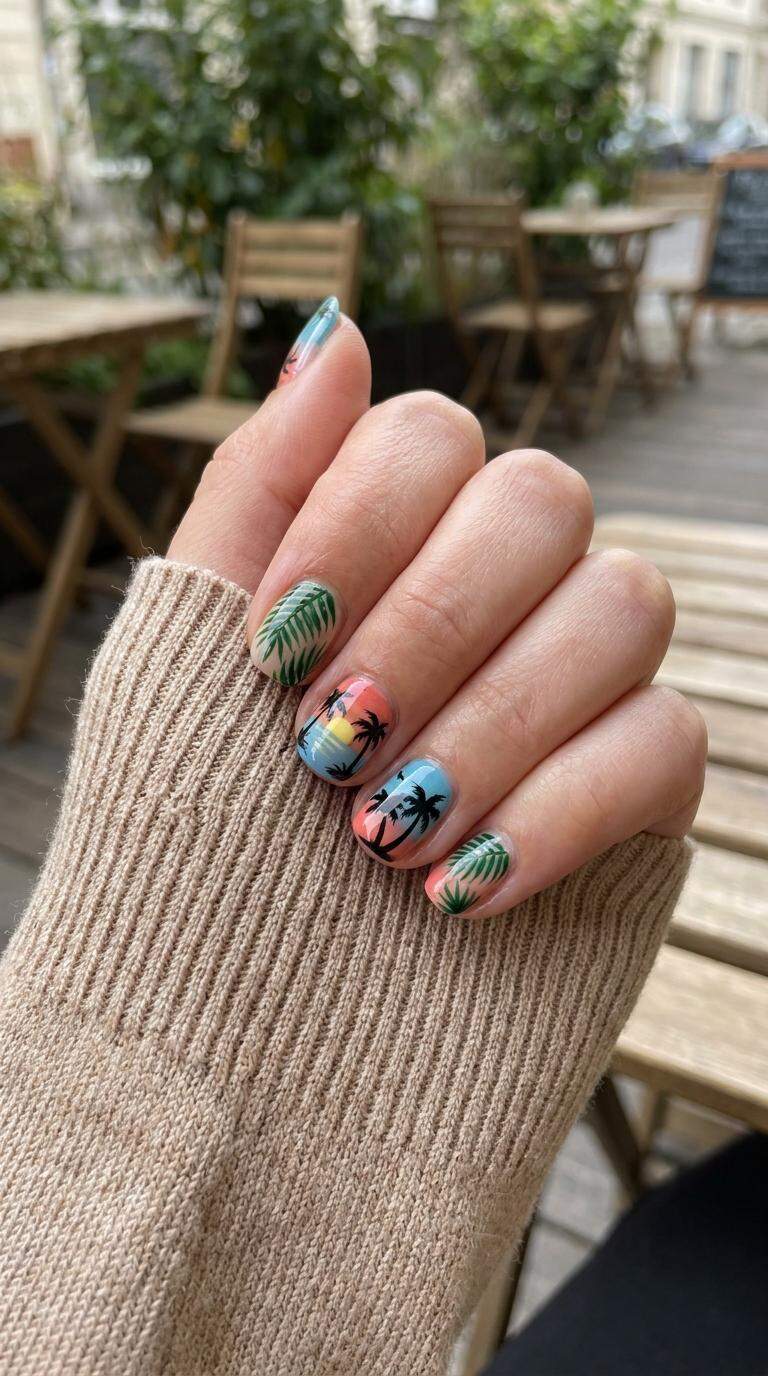 Tropical Palm Tree Nails