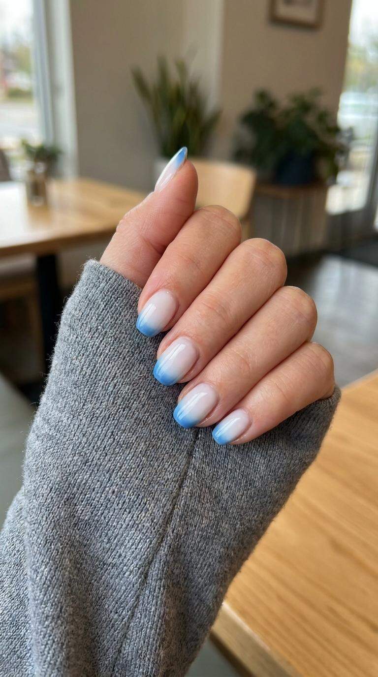 White and Blue Ombre French
