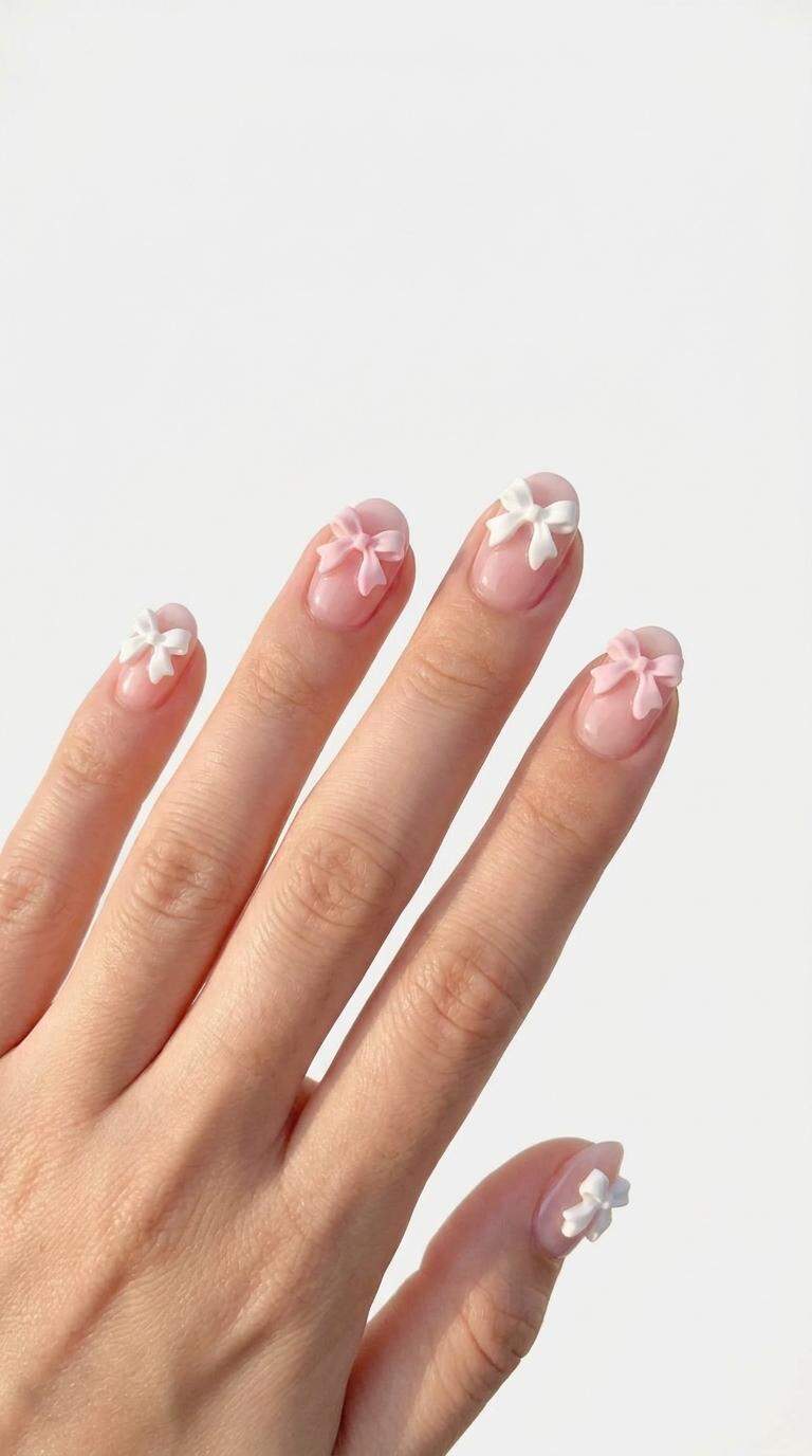 White and Pastel Pink Bows