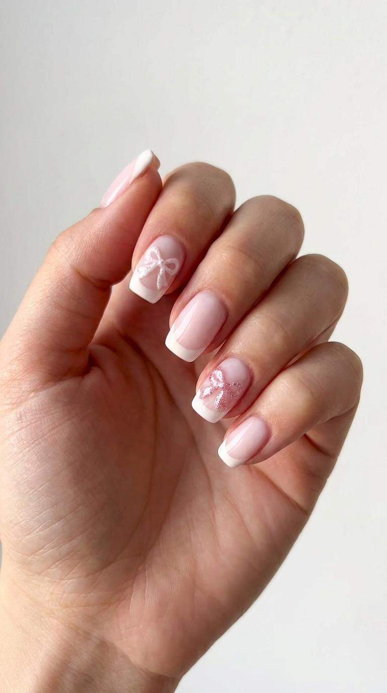 White and Pink Glitter Bows