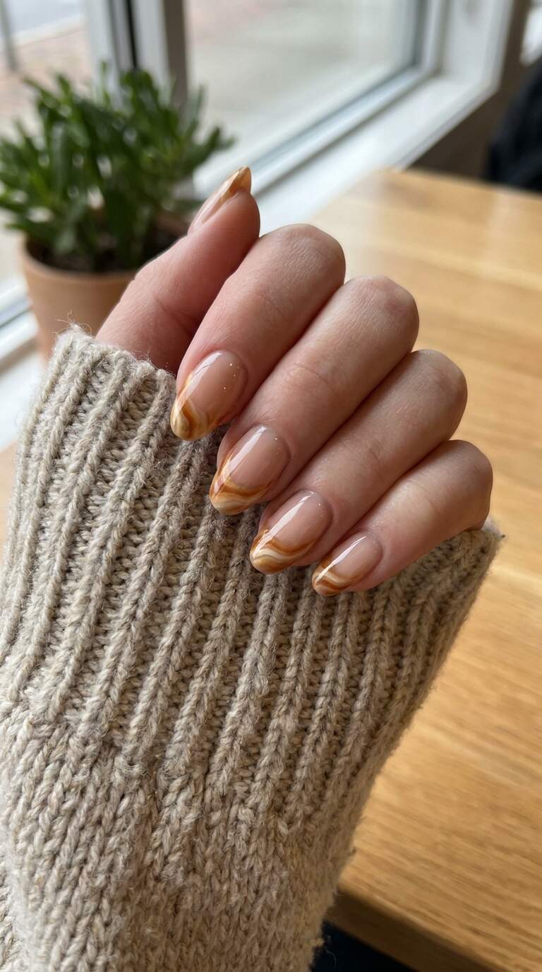 Caramel Swirl French Manicure