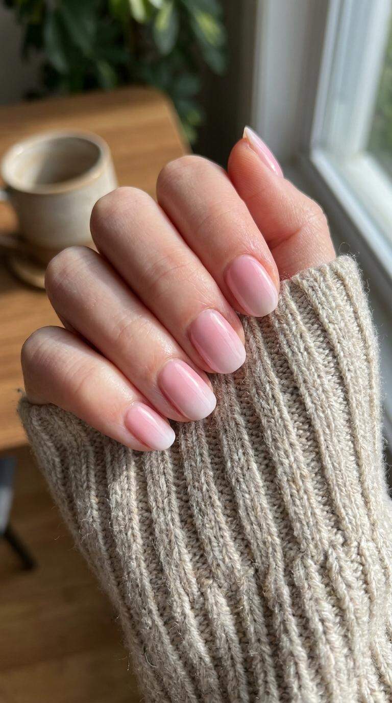Carnation Soft Pink Ombre Nails