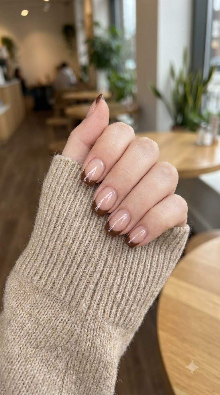 Chocolate Brown French Tips