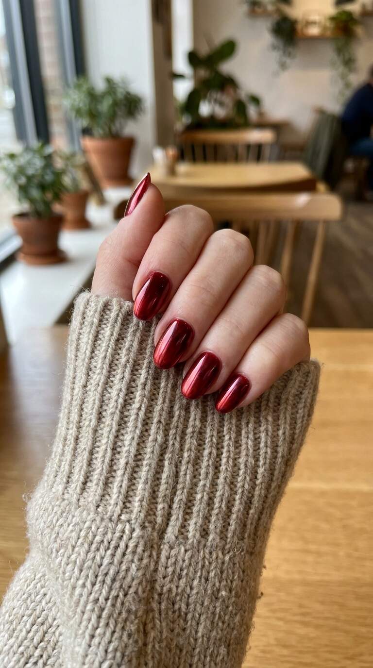 Chrome Red Ombre Nails