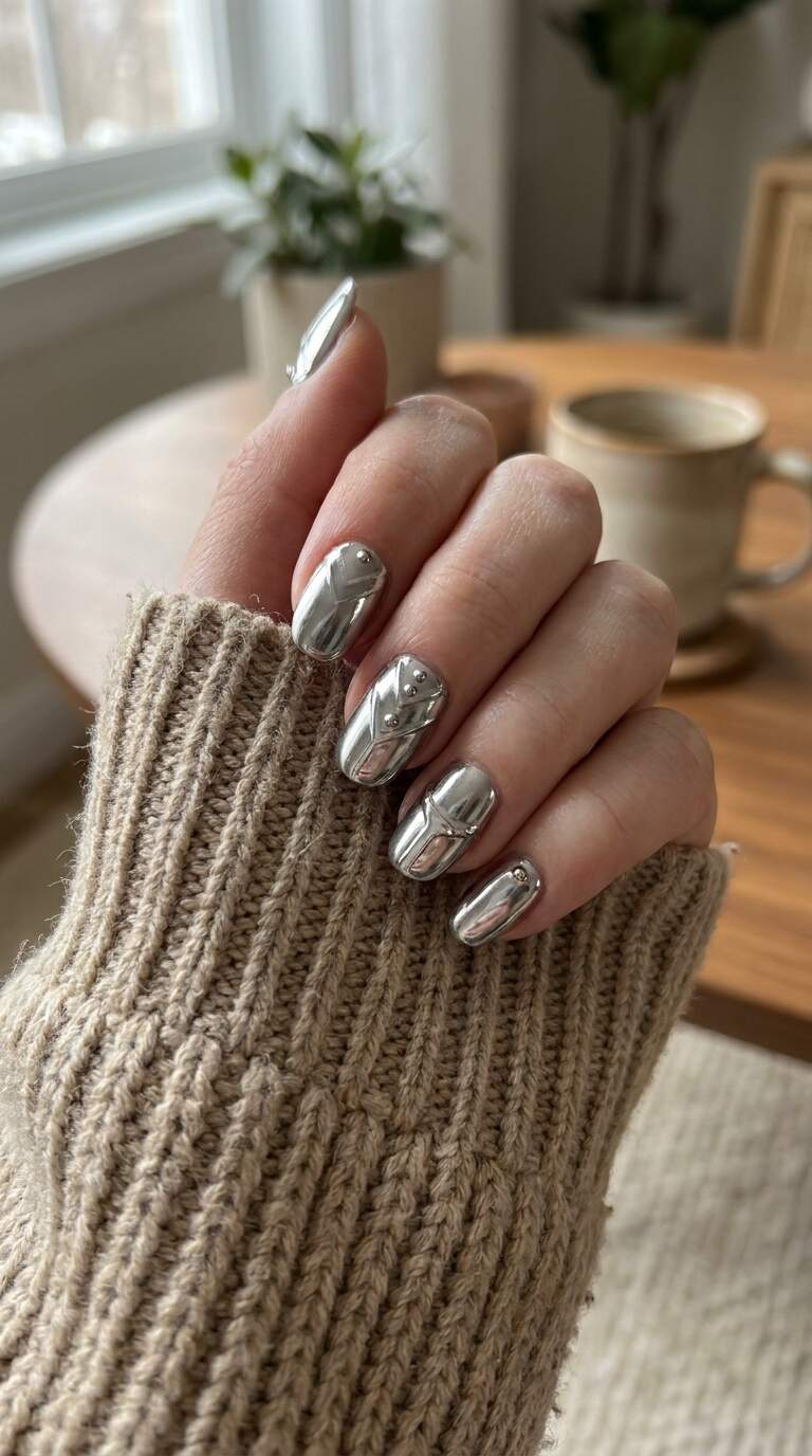 Chrome Silver Nail Art