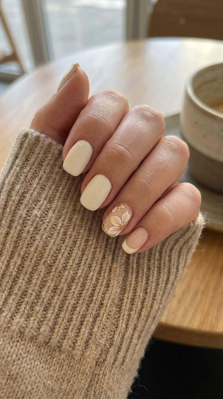 Crisp Cream Accent Nails