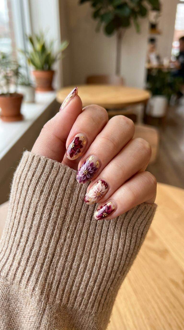 Dahlia Statement Nail Art