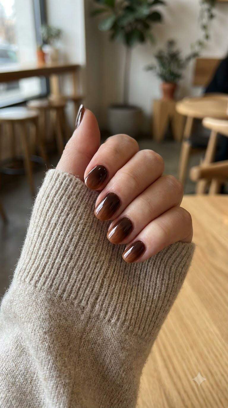 Dark Brown Ombre Nails