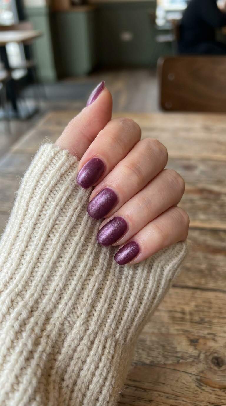 Deep Plum Frost Nails