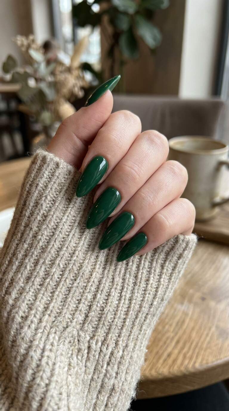Emerald Green Stiletto Nails