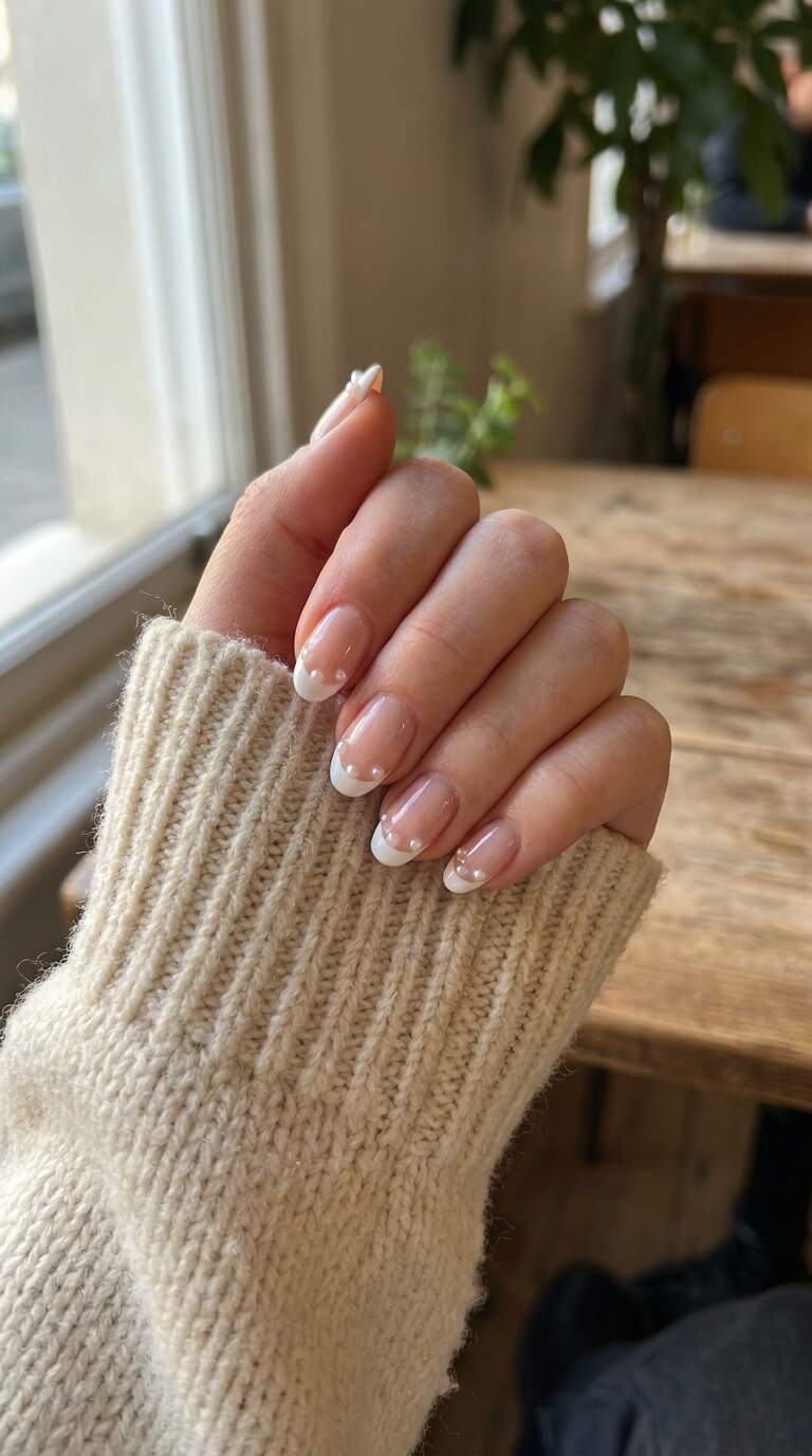 French Tip Beaded Nails