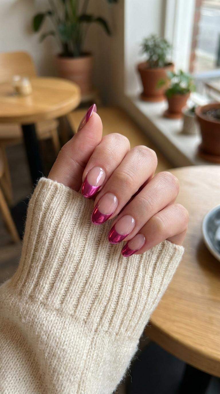 Fuchsia Pink Chrome Tips