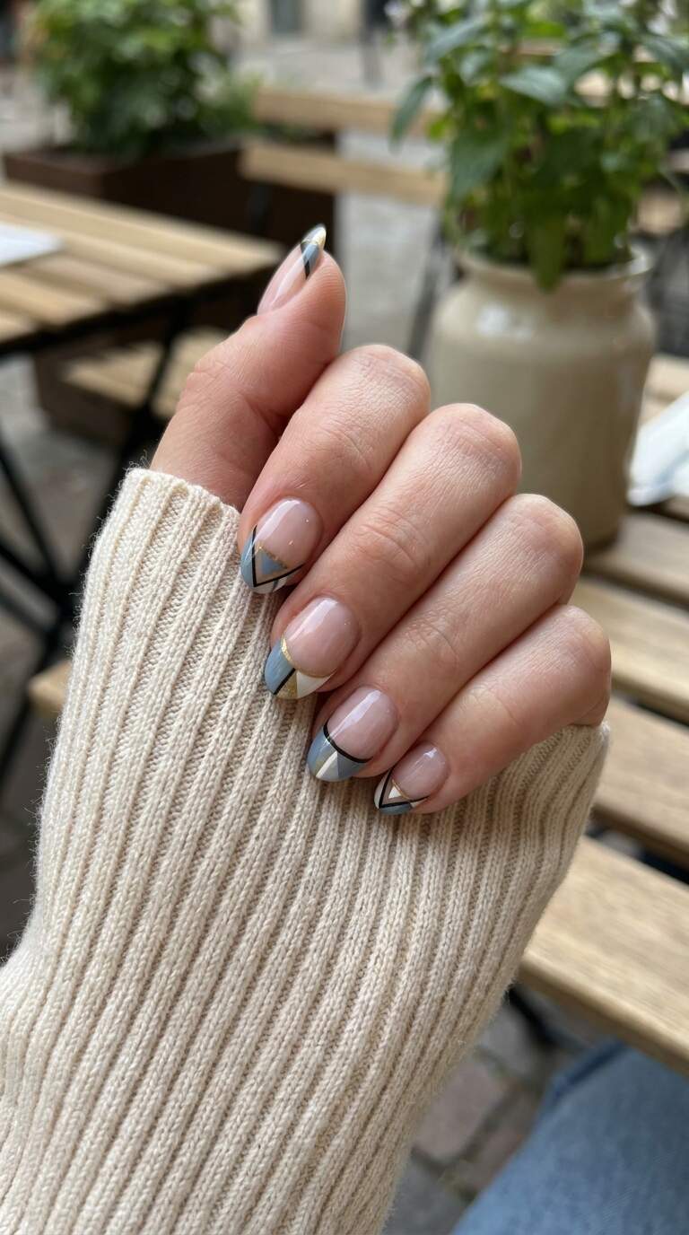 Geometric Patterns on French Tip