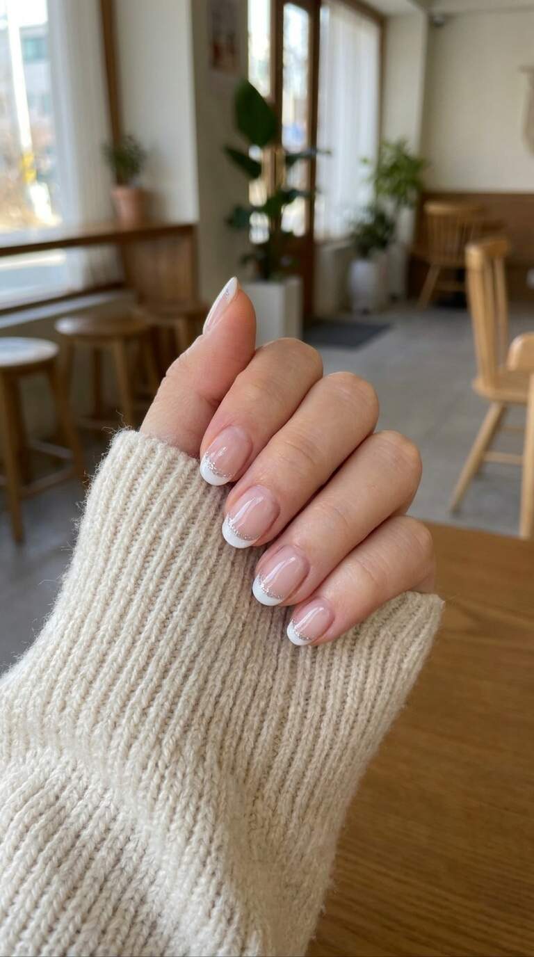 Glitter Accent on Simple French