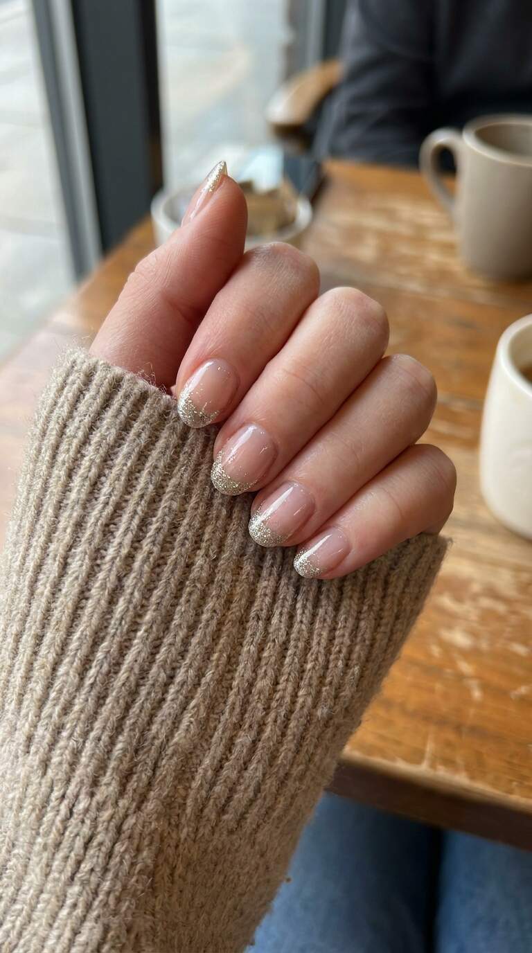 Glitter French Tip Nails
