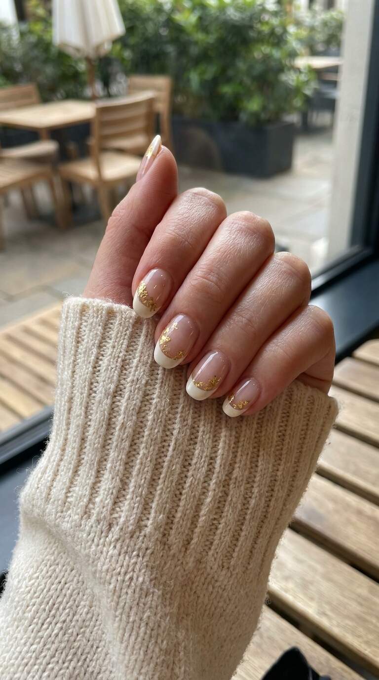 Gold Leaf on French Nails