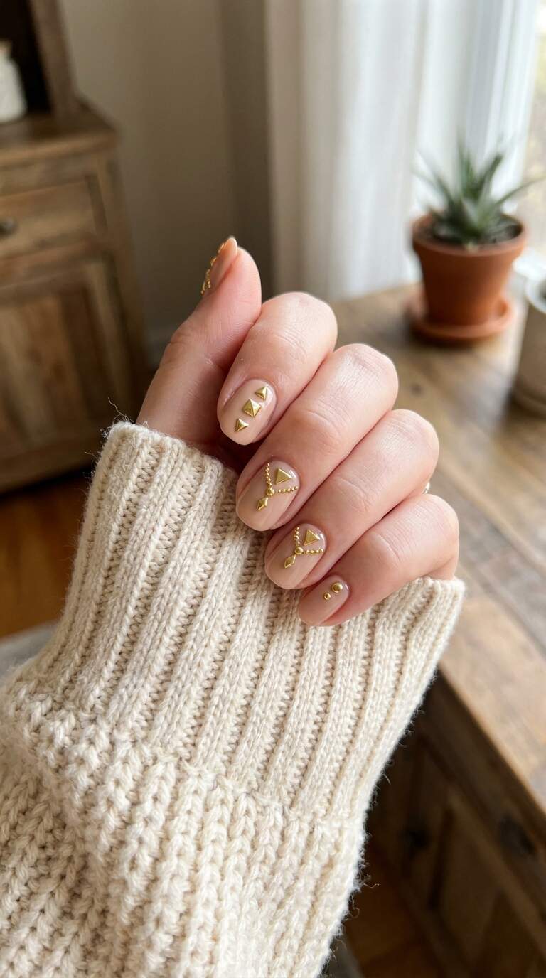 Gold Stud Nail Designs