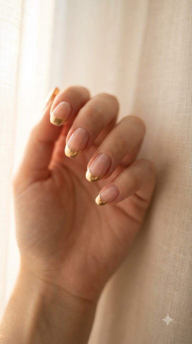 Golden French Manicure Tips
