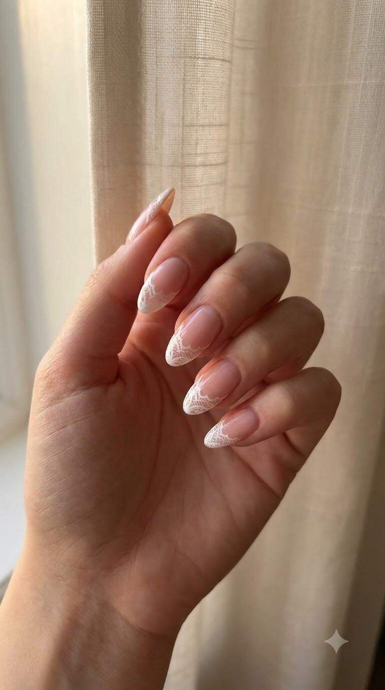 Lace French Tips Nail Art